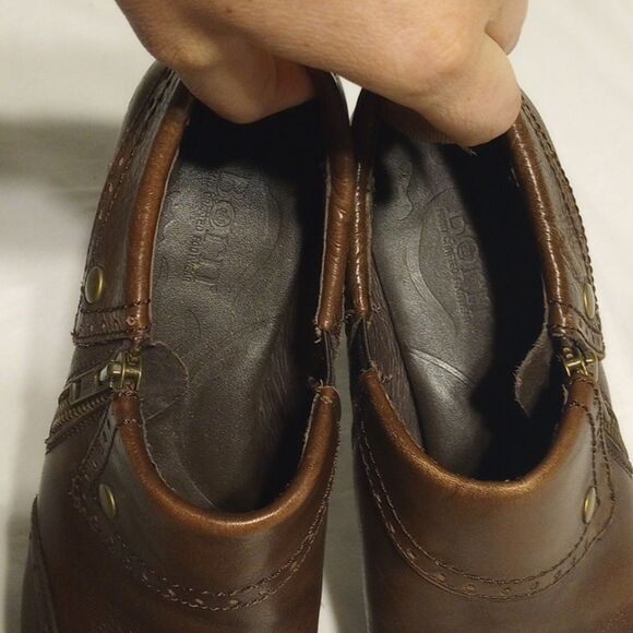 Brown Leather Born Heeled Clogs - Picture 7 of 10